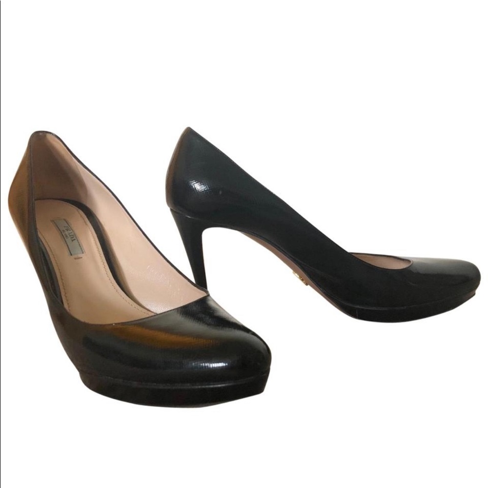 Prada Saffiano Leather Black Pumps